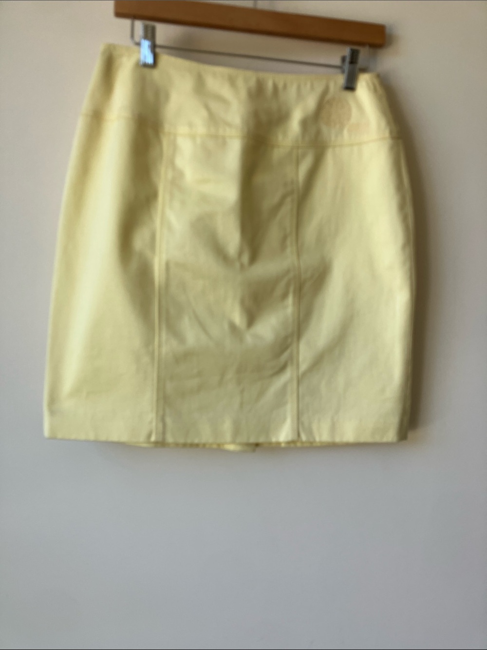 VERSACE Classic V2 Vintage Pale Yellow Cotton Side Zip Pencil Skirt Size 44 EU